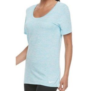 Blue Women Nike Tee Athletic Dry Training Sports Active Wear Top Workout Shirt